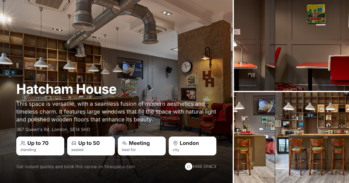 Hatcham Hatcham House at Hatcham House for Weddings | Hire Space