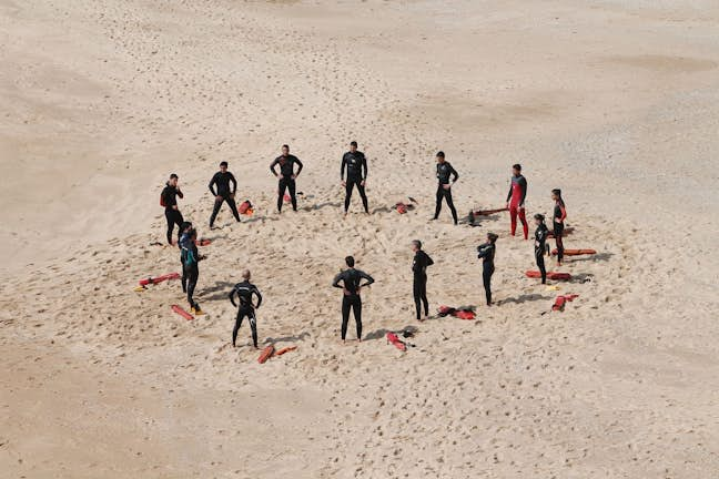 surfing lesson on beach