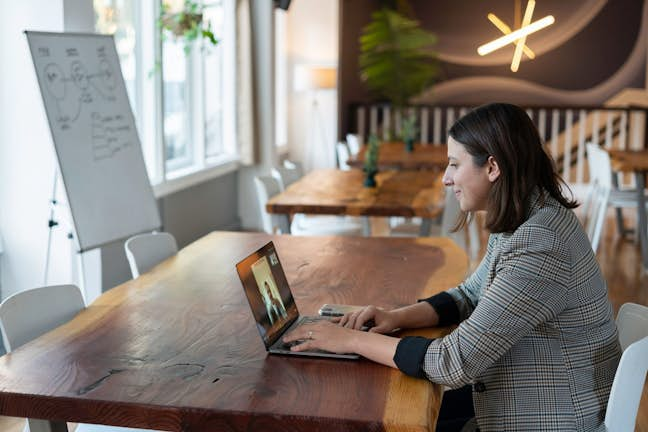 woman attending virtual event