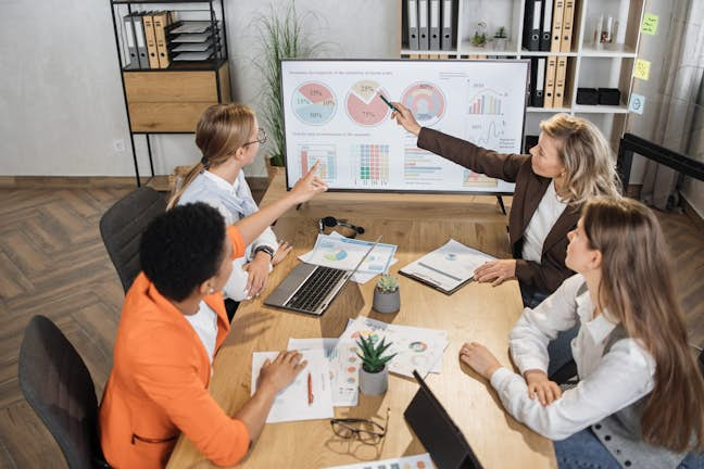 Team discussing in meeting