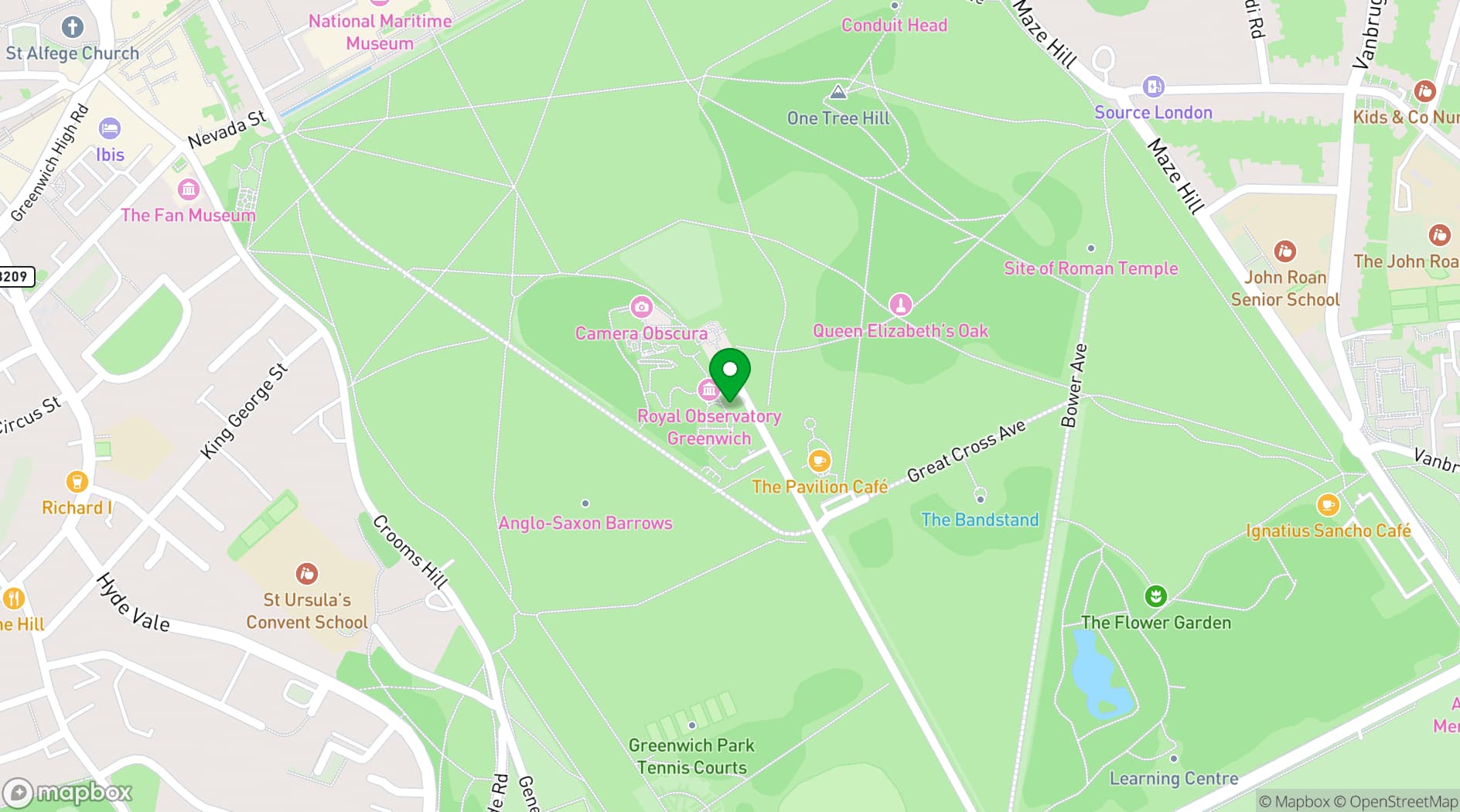 Map showing Peter Harrison Planetarium