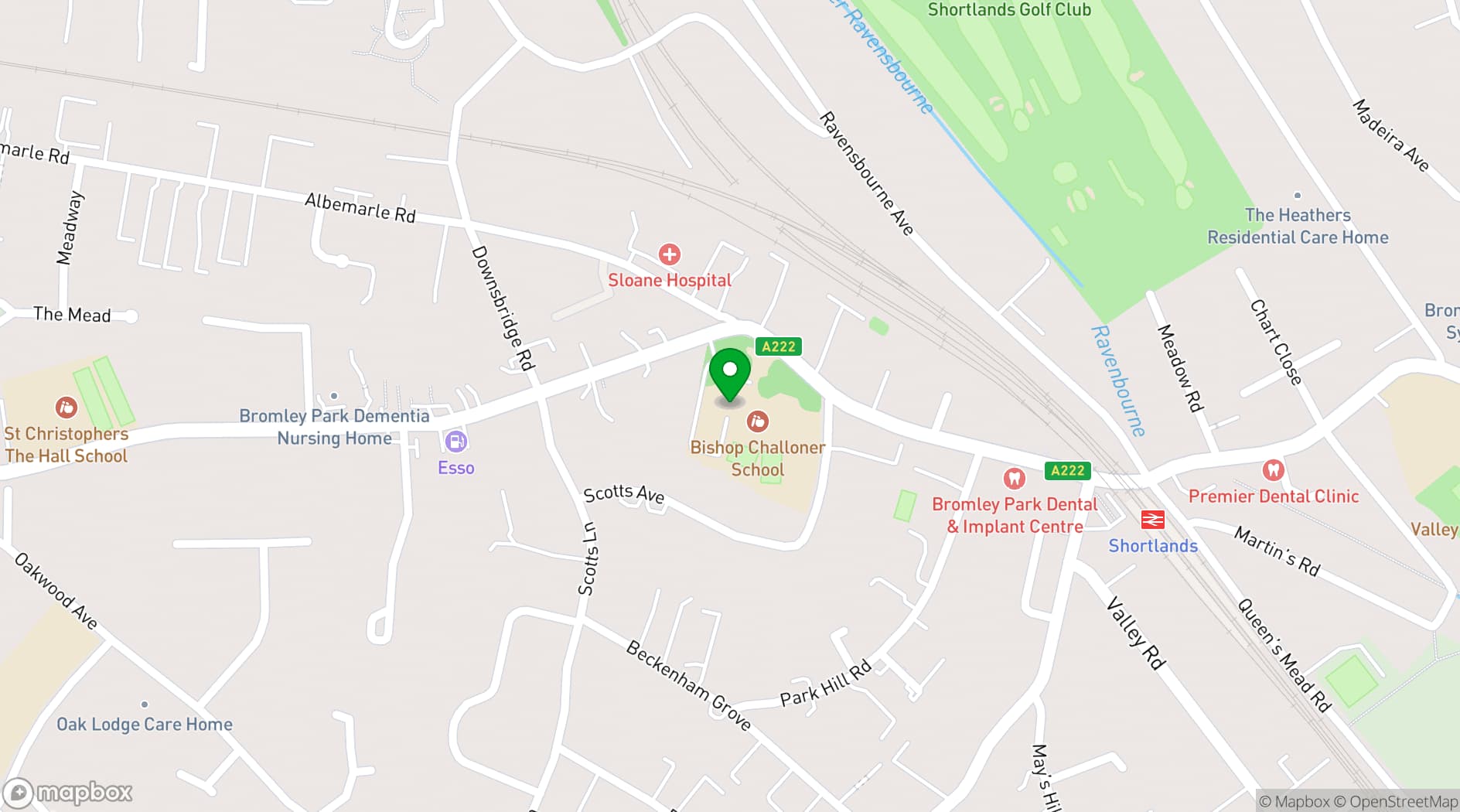 Map showing Bishop Challoner School