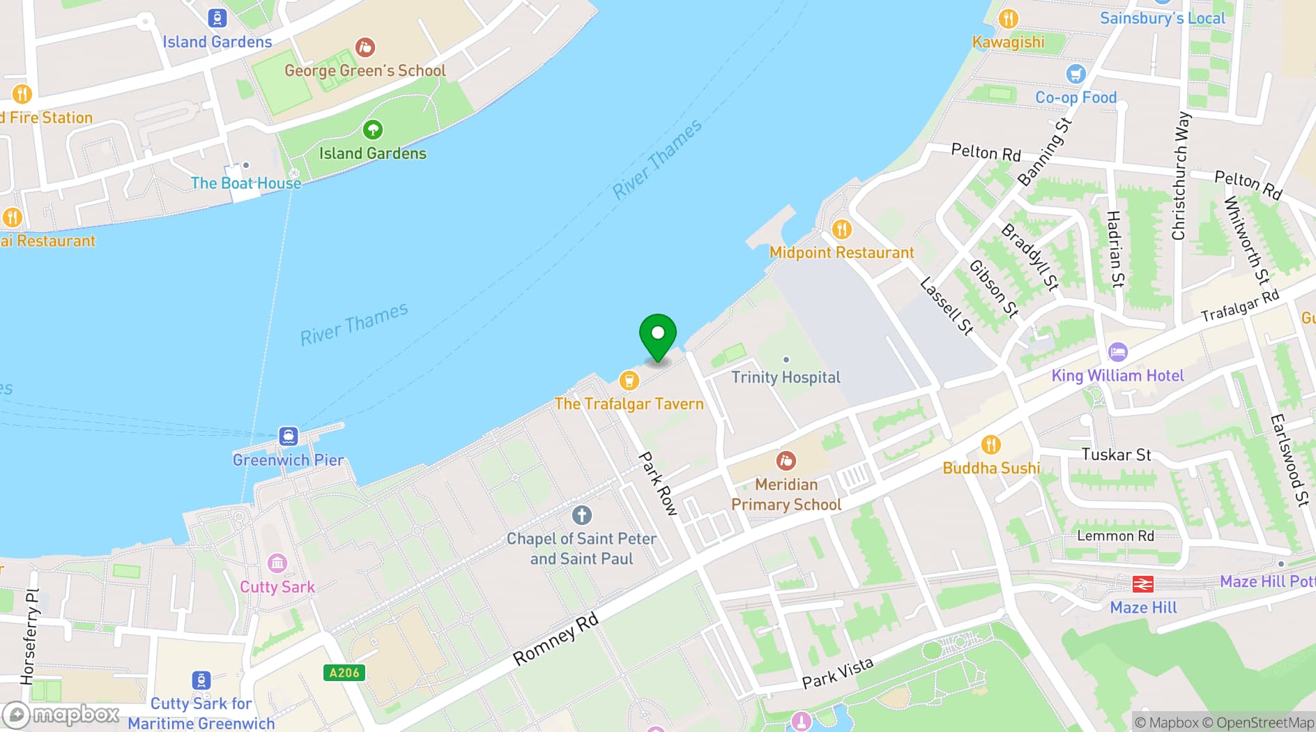 Map showing Trafalgar Rowing Centre
