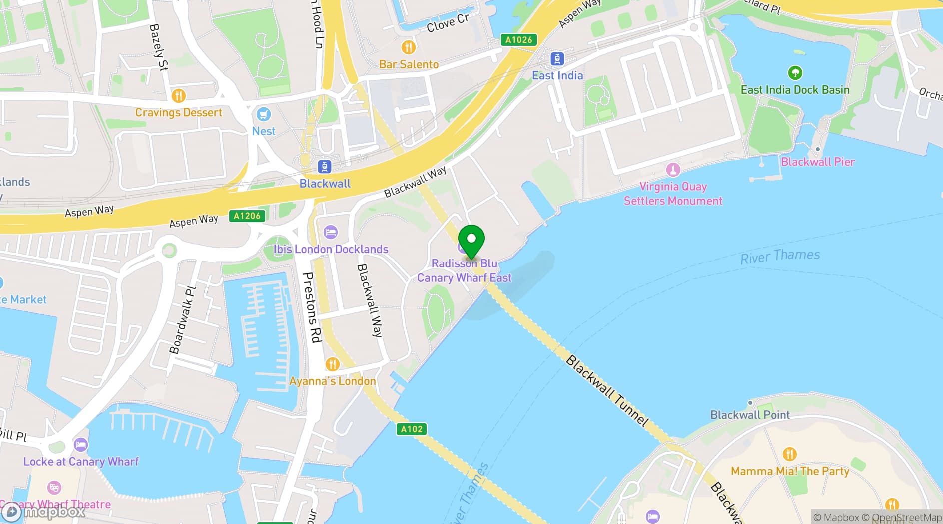 Map showing Scoff & Banter Canary Wharf