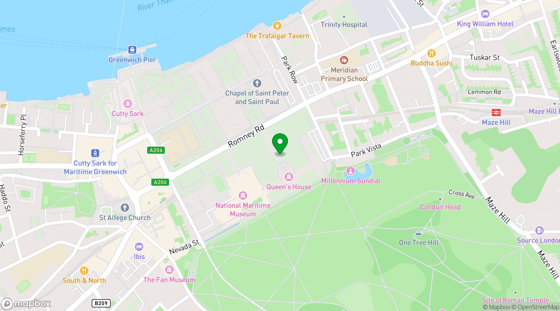 Map showing The Queen's House