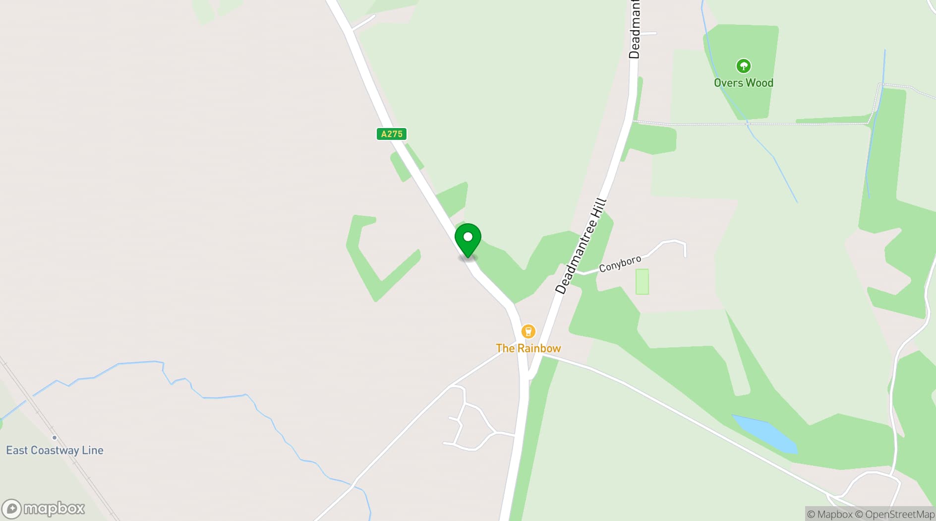Map showing Rainbow Inn
