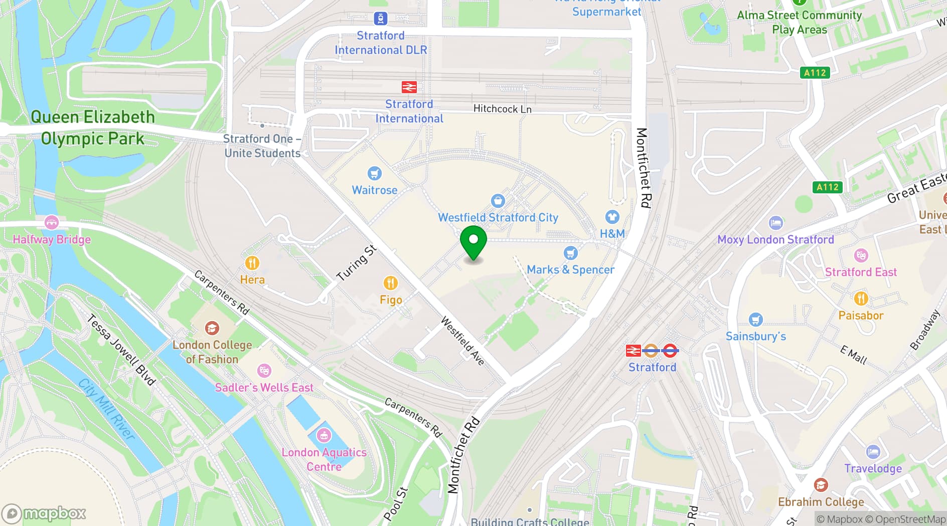 Map showing Tapas Revolution Stratford