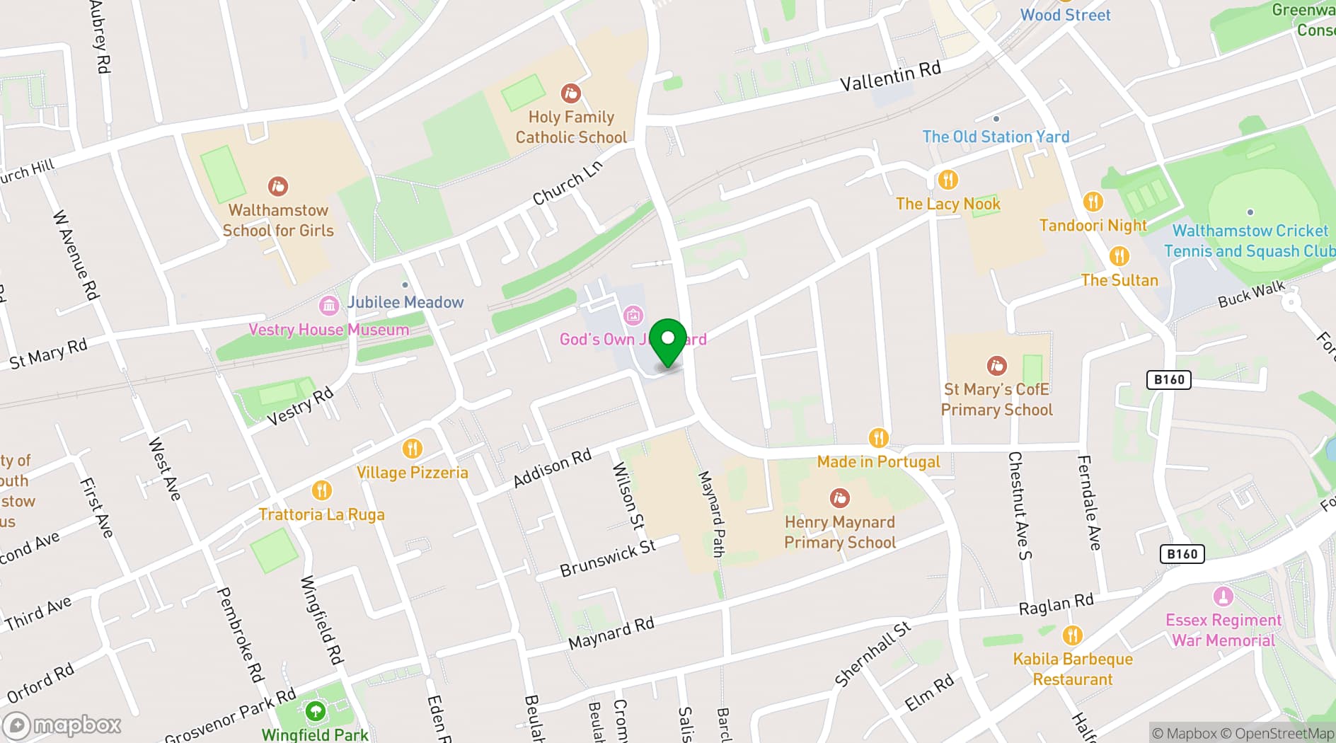 Map showing Pillars Brewery