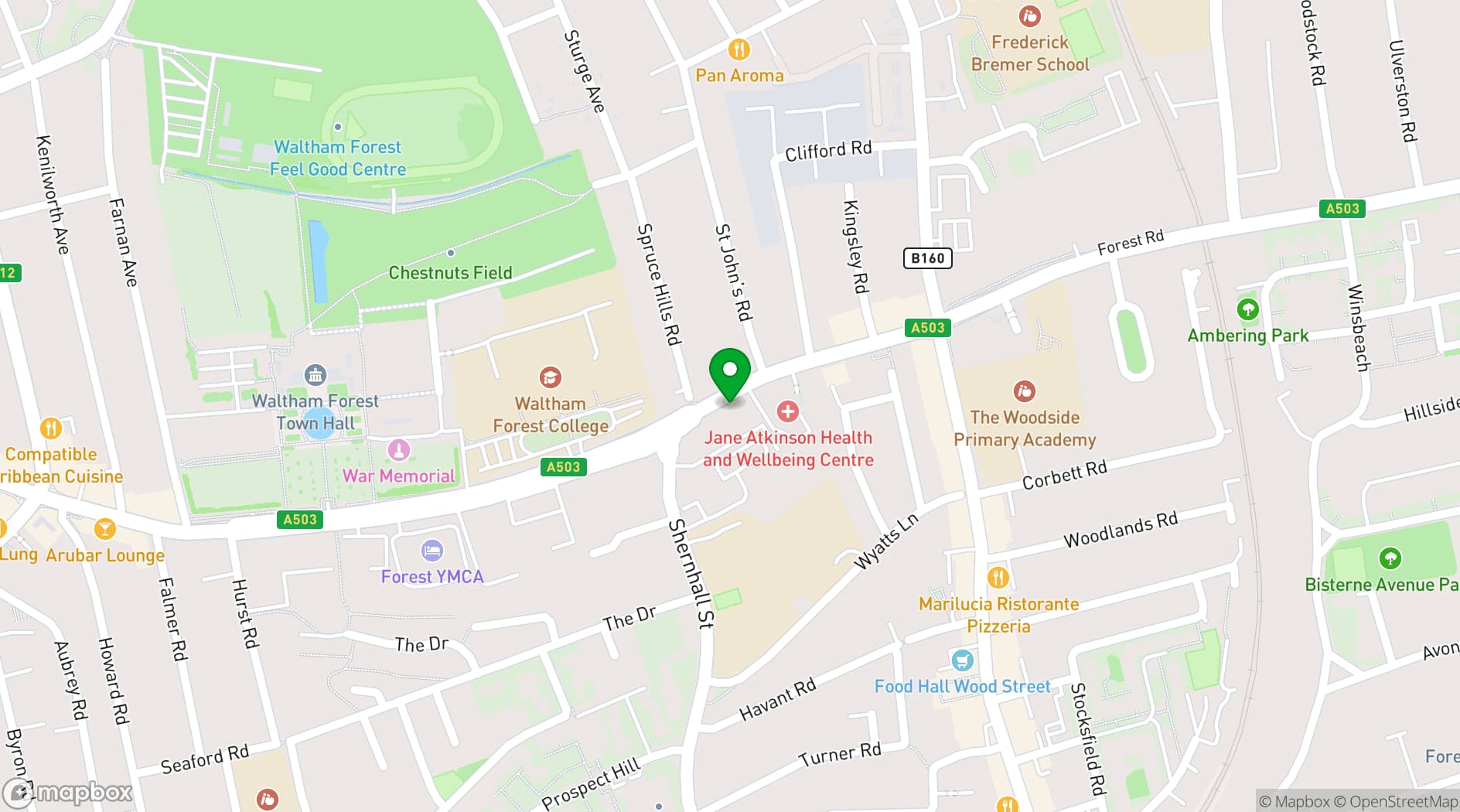 Map showing The William Morris Bar and Kitchen 