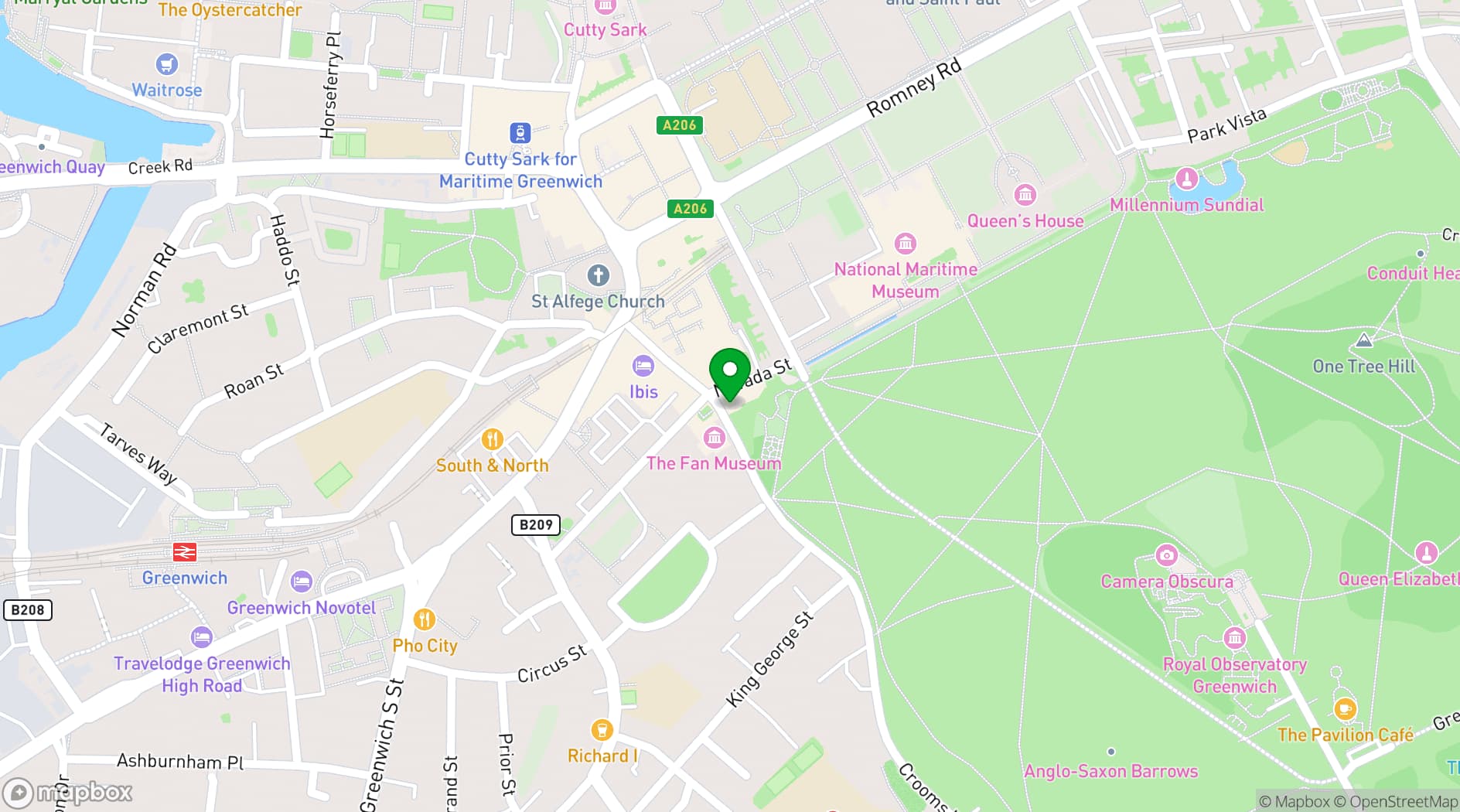 Map showing Greenwich Theatre