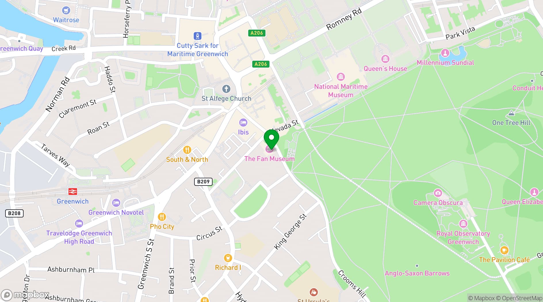 Map showing The Fan Museum