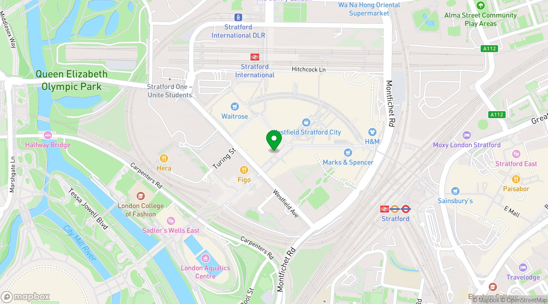 Map showing Gravity MAX Westfield (Stratford City)