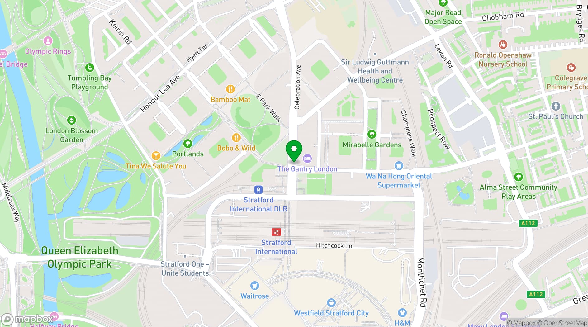 Map showing STK Rooftop Stratford