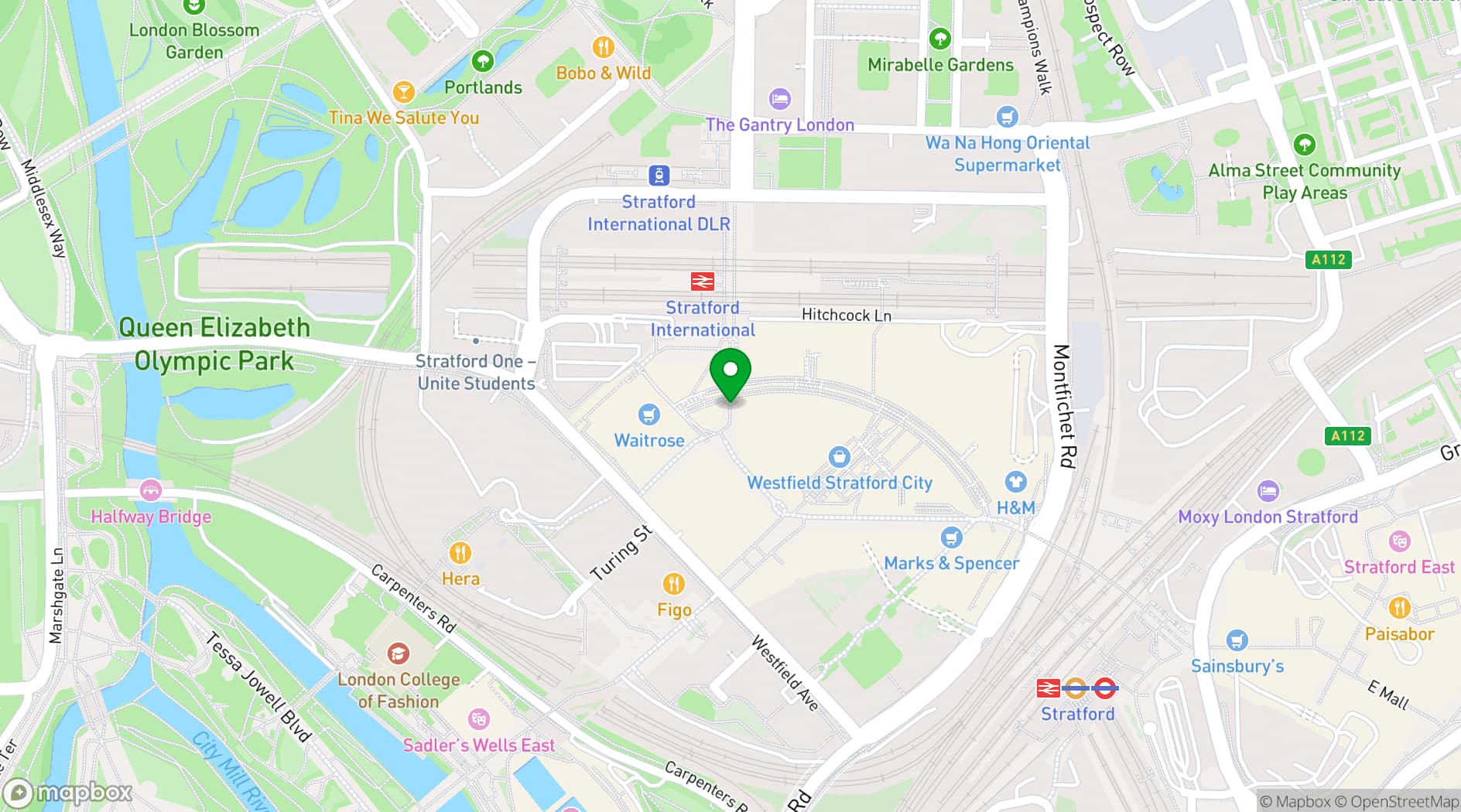 Map showing Vue Westfield Stratford City