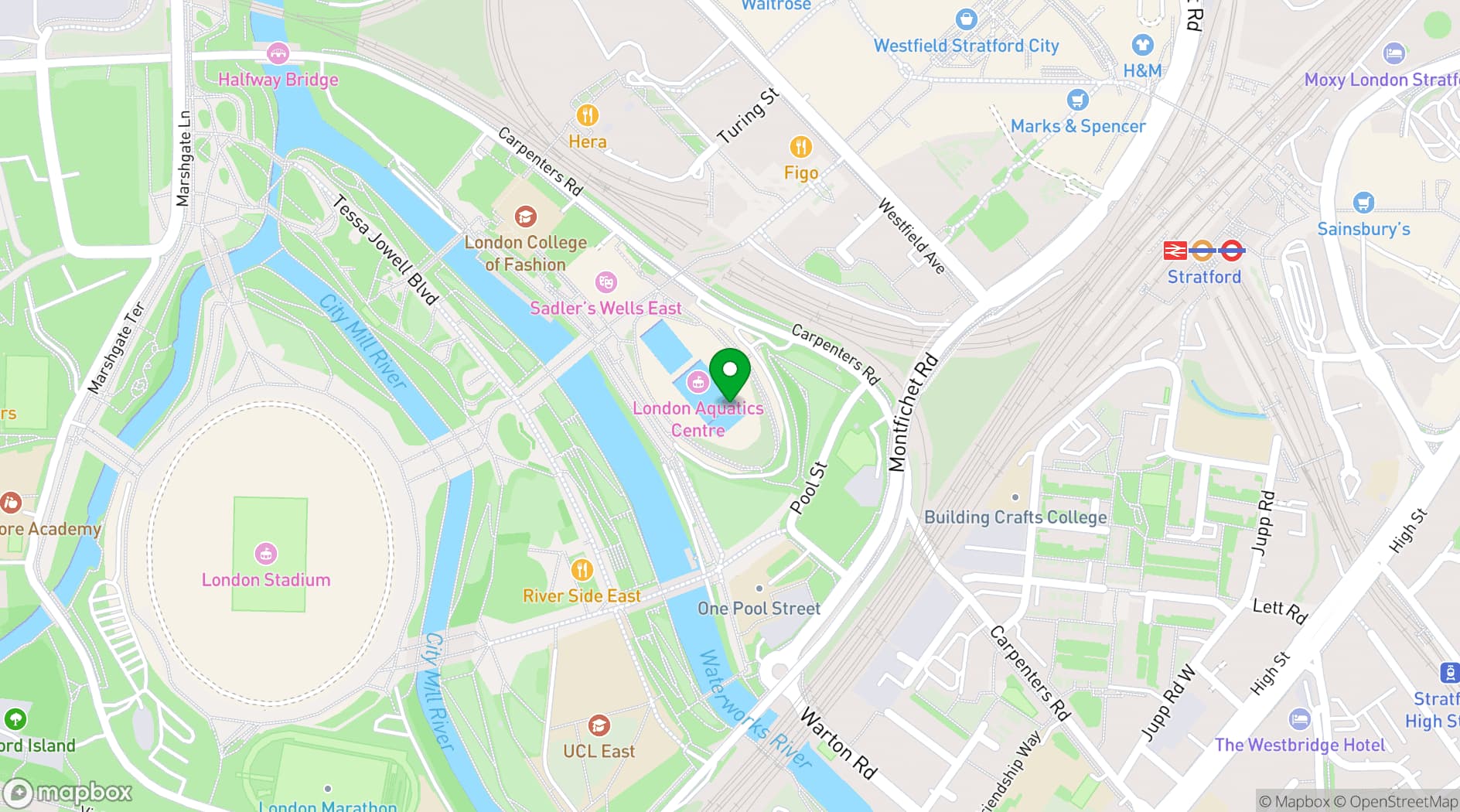 Map showing London Aquatics Centre