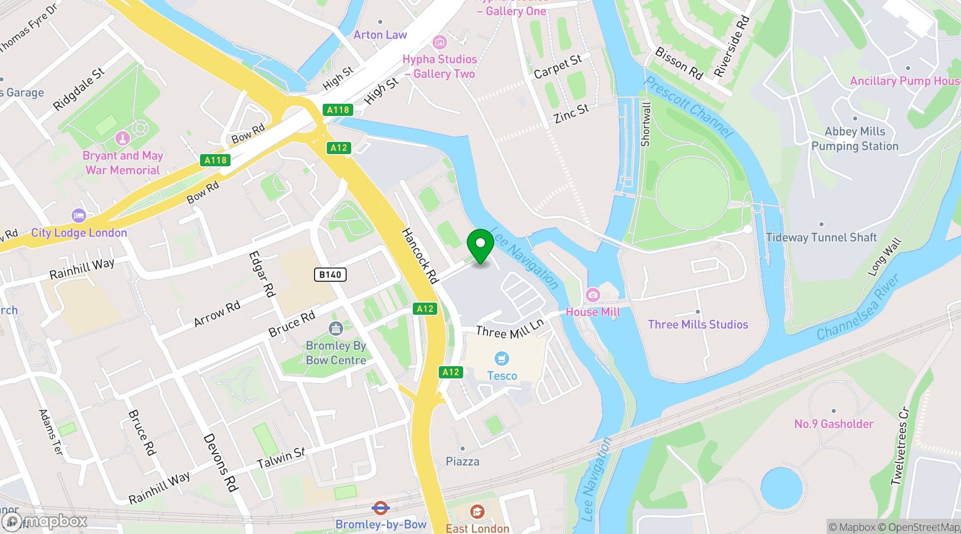 Map showing East London Infinity Cove