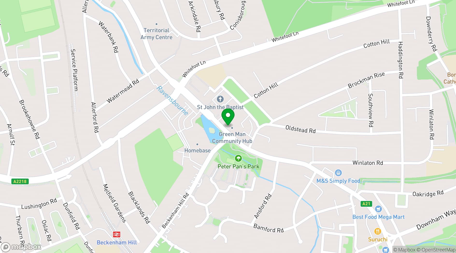 Map showing The Green Man