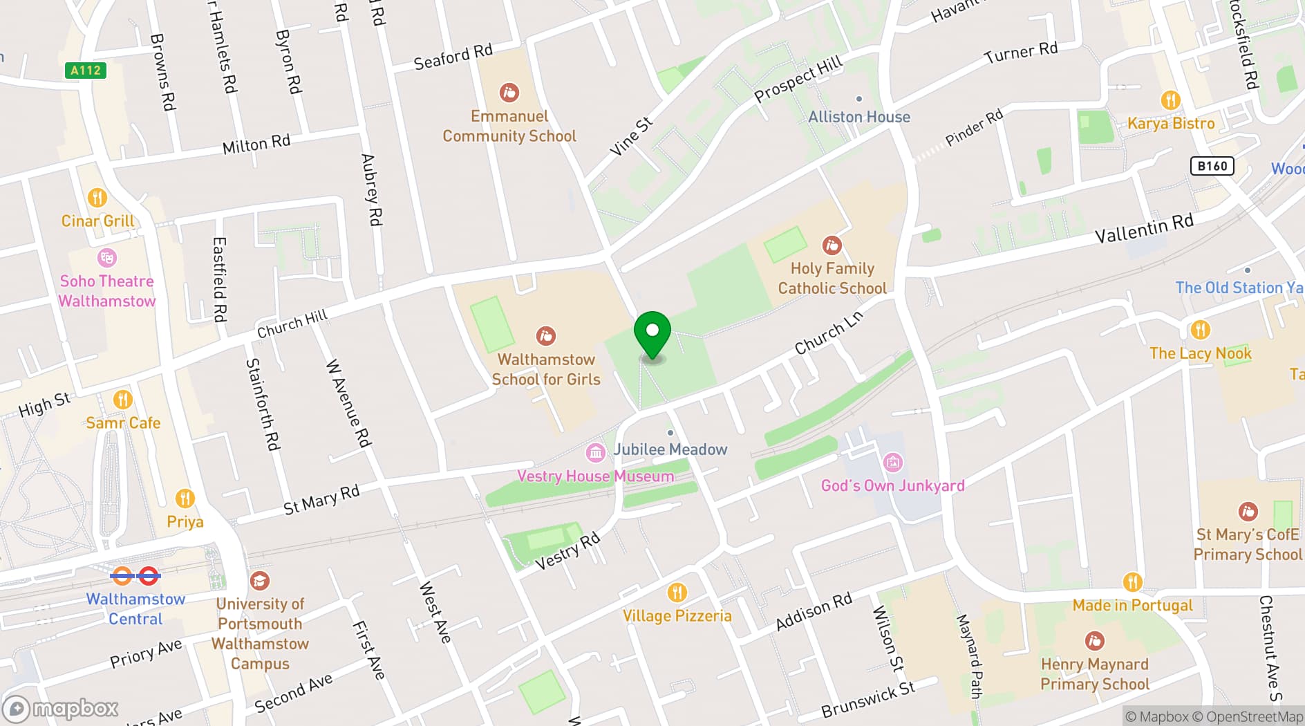 Map showing St Mary's Walthamstow