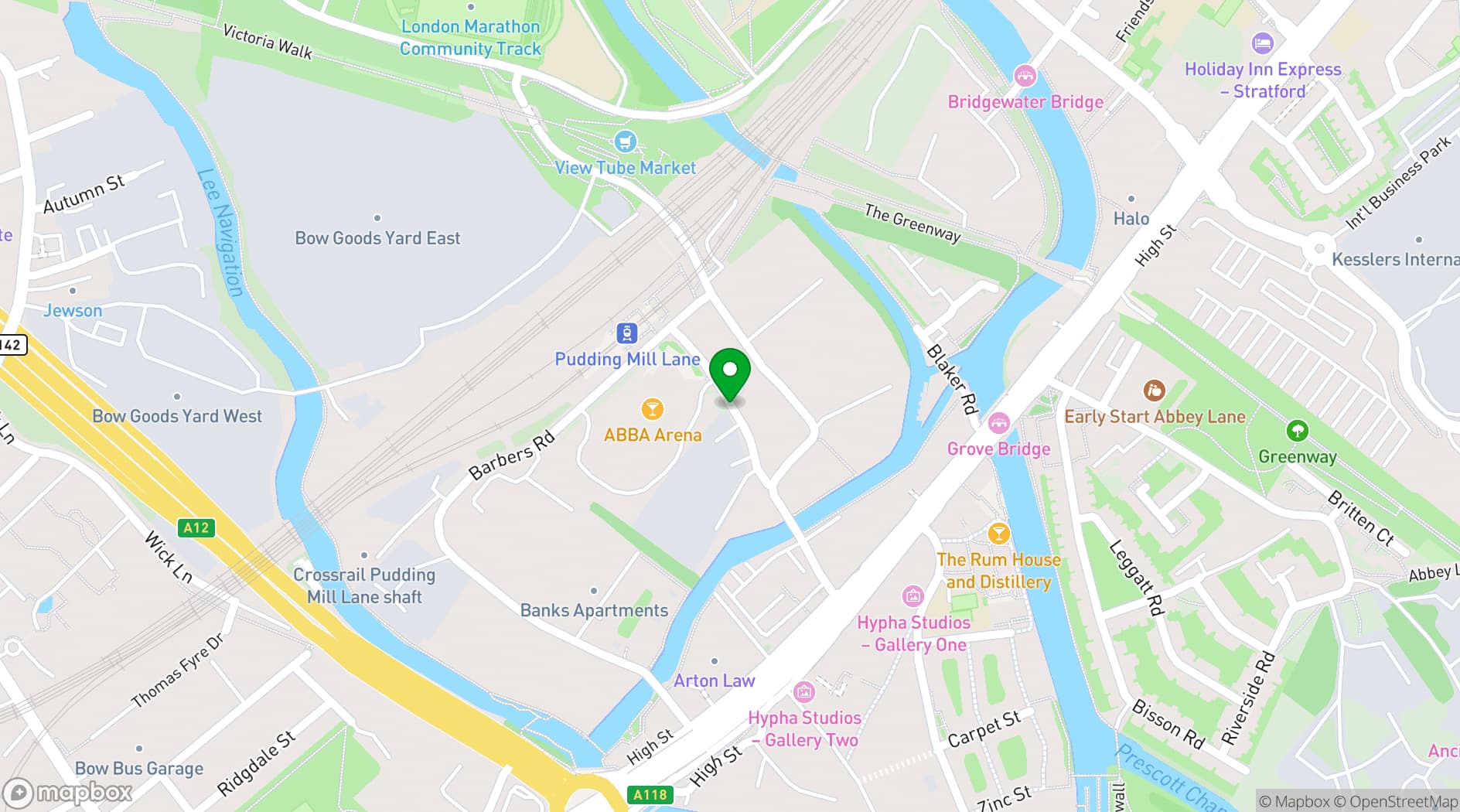 Map showing Snoozebox Olympic Park
