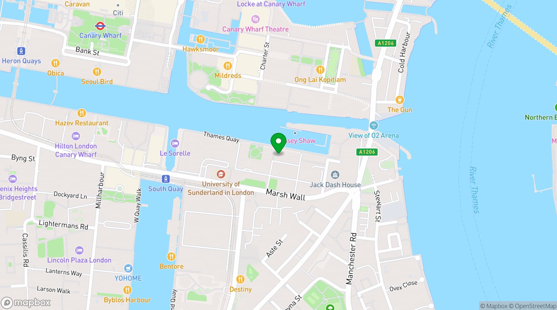 Map showing Manjal Fine Dining Indian Restaurant and Cocktail Bar
