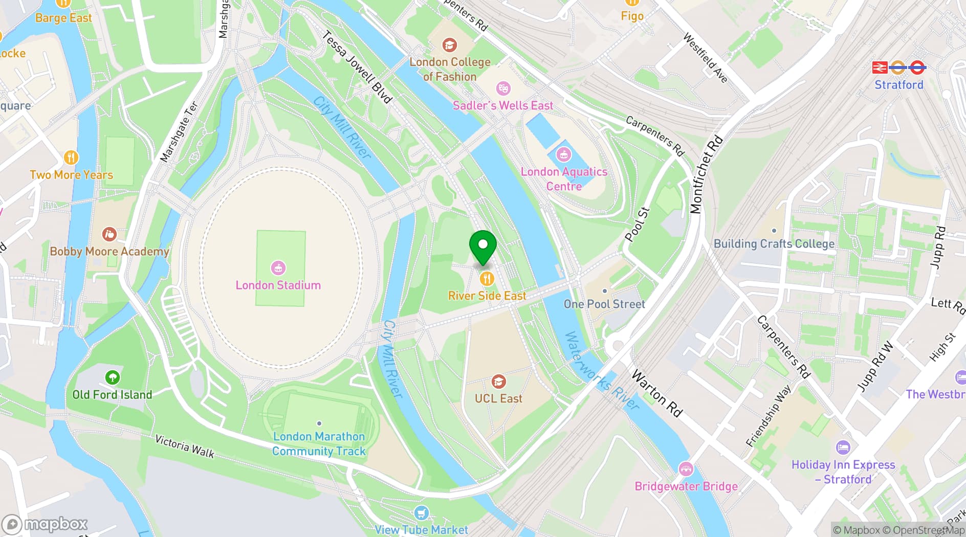 Map showing Riverside East