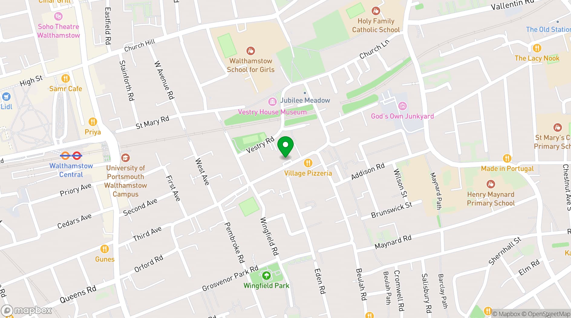 Map showing Waltham Forest Community Hub