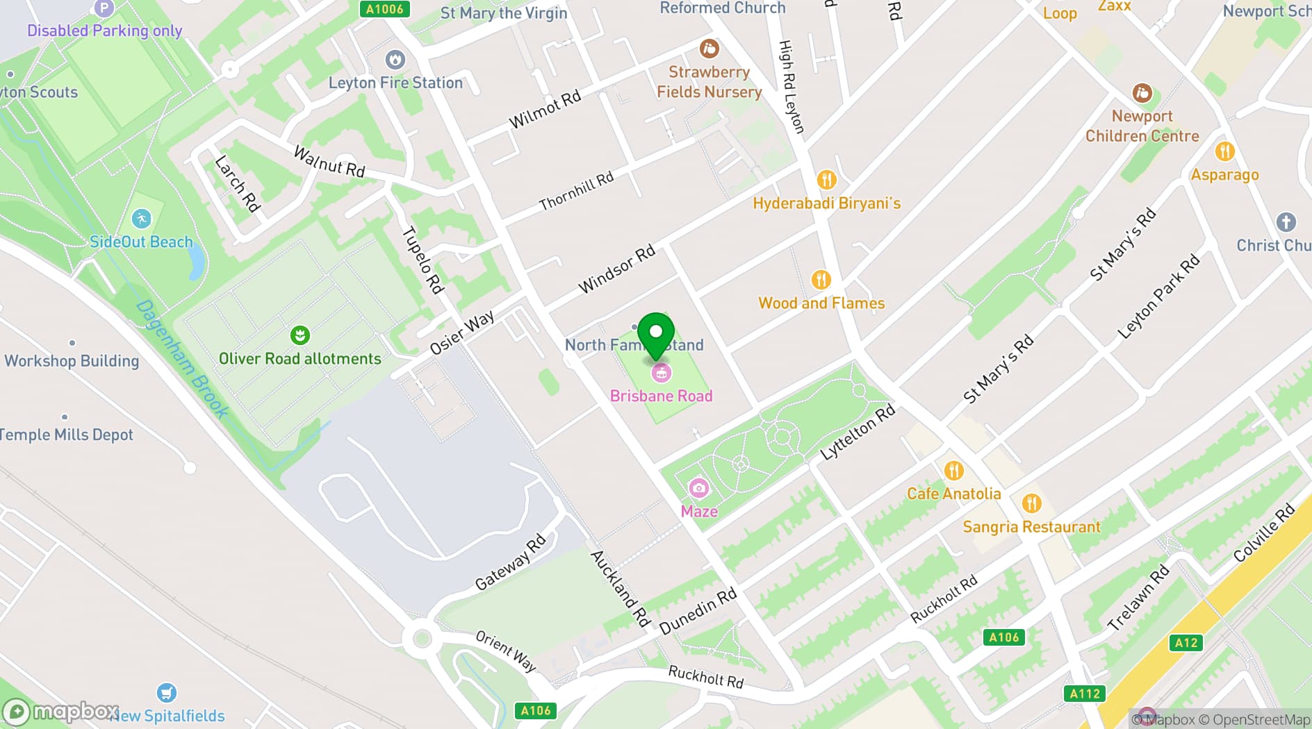 Map showing Leyton Orient Football Club