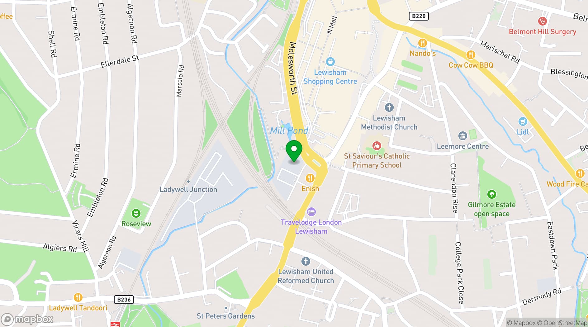 Map showing Blue Garage
