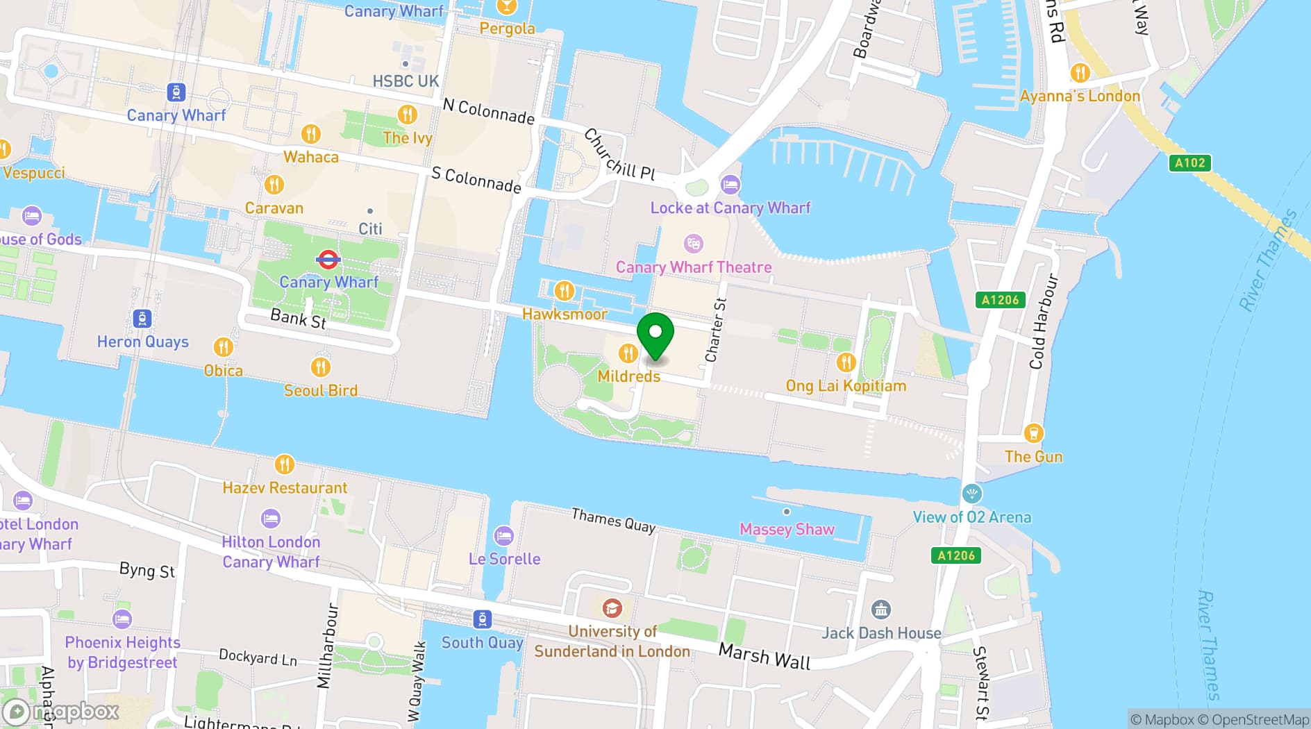 Map showing Qube Canary Wharf