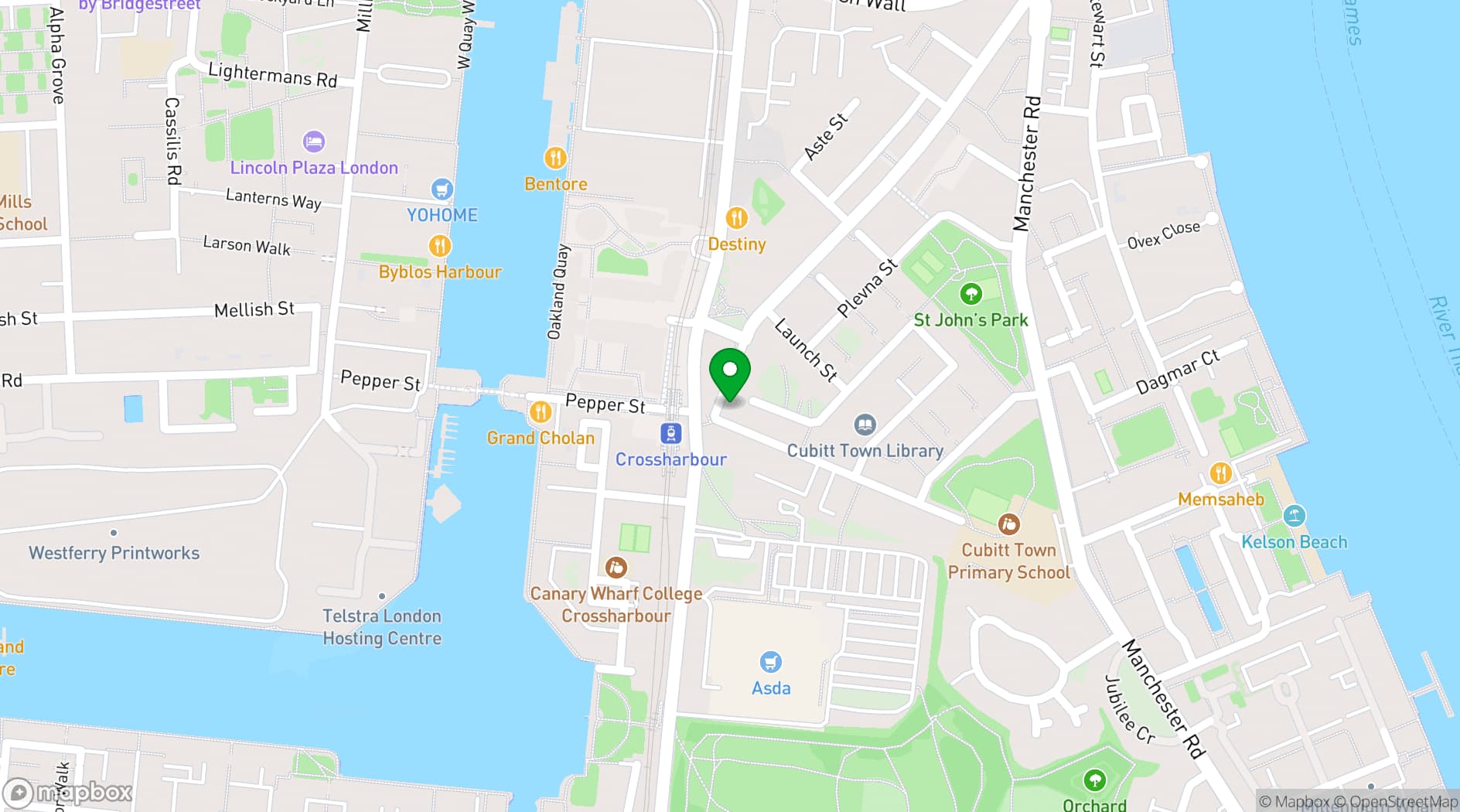 Map showing The George, Cross Harbour