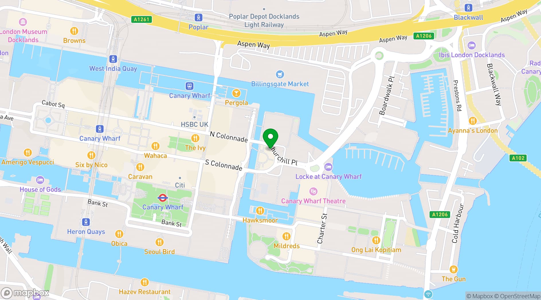 Map showing Idea Store Canary Wharf