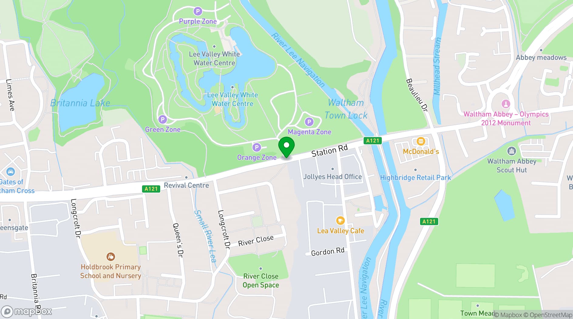 Map showing Lee Valley White Water Centre