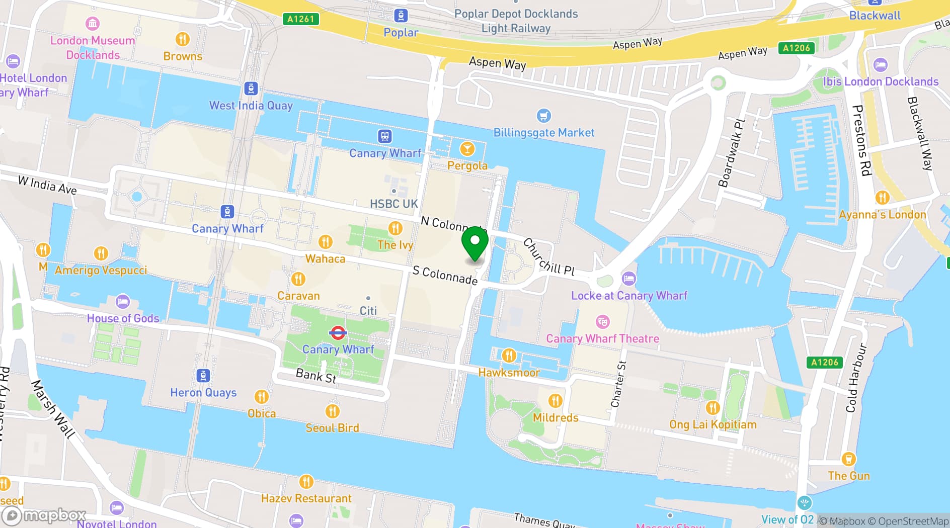Map showing The Ivy in the Park