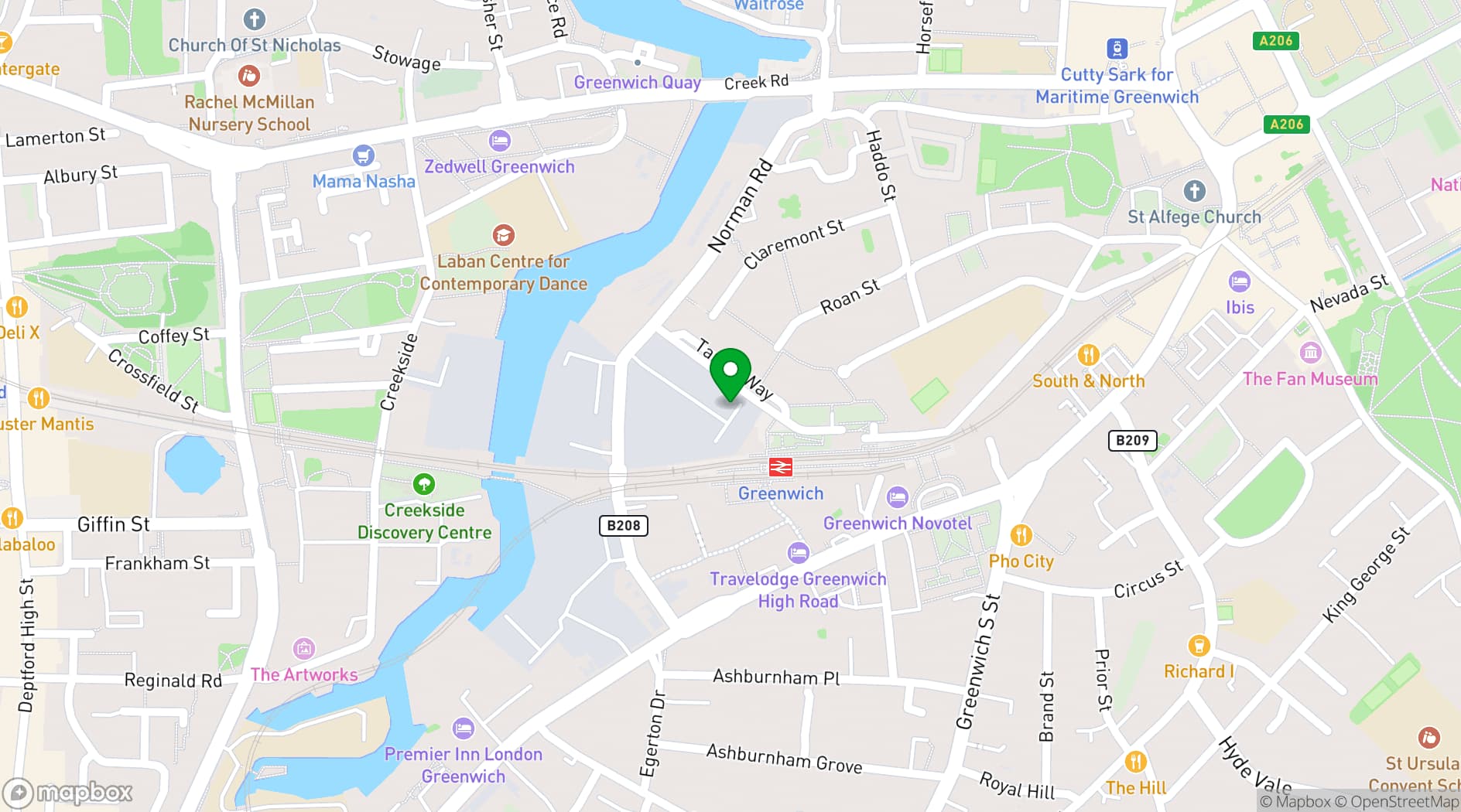 Map showing Greenwich Studios