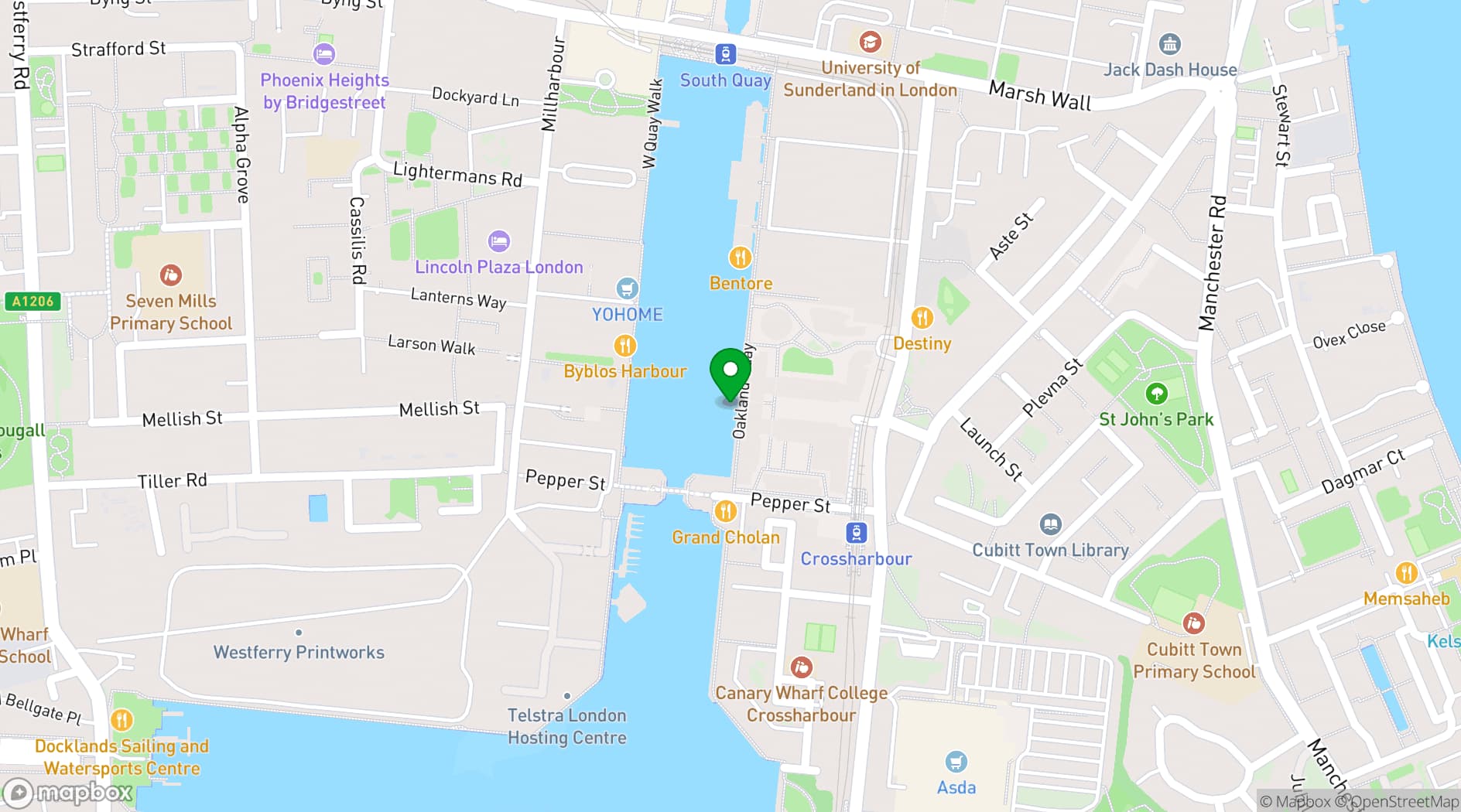 Map showing Lotus Chinese Floating Restaurant