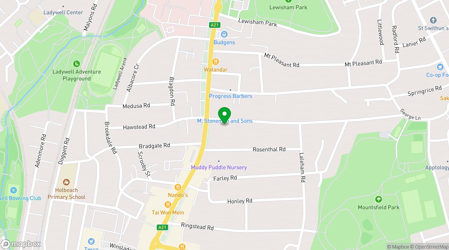 Map showing Lewisham Irish Community Centre