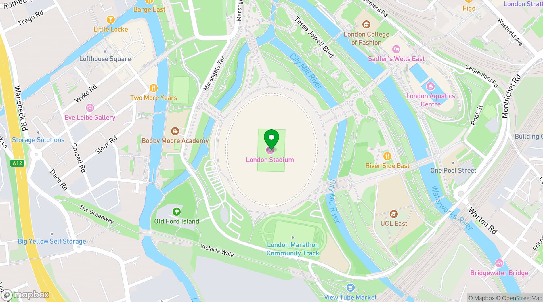 Map showing London Stadium