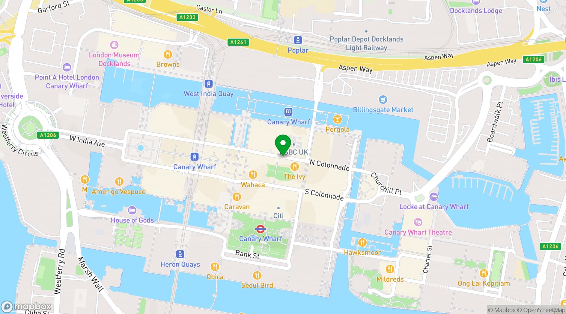 Map showing OASIS BAR & TERRACE