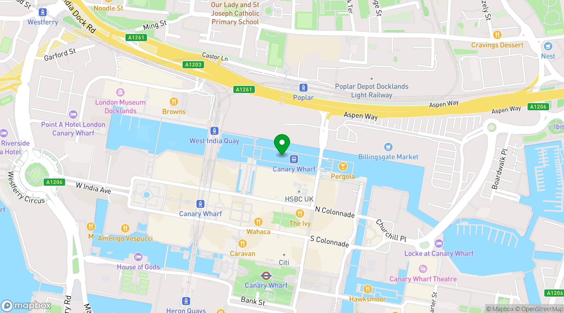 Map showing Everyman Canary Wharf