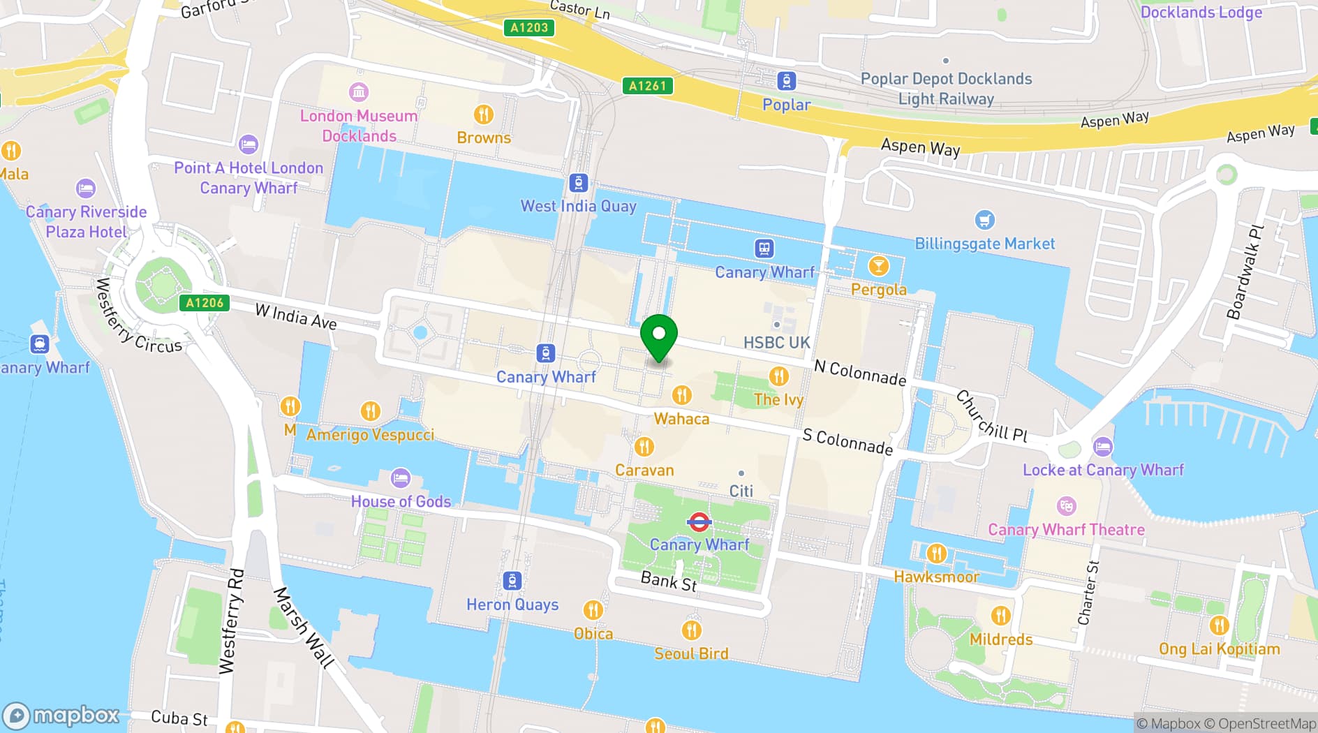 Map showing Pedler Canary Wharf
