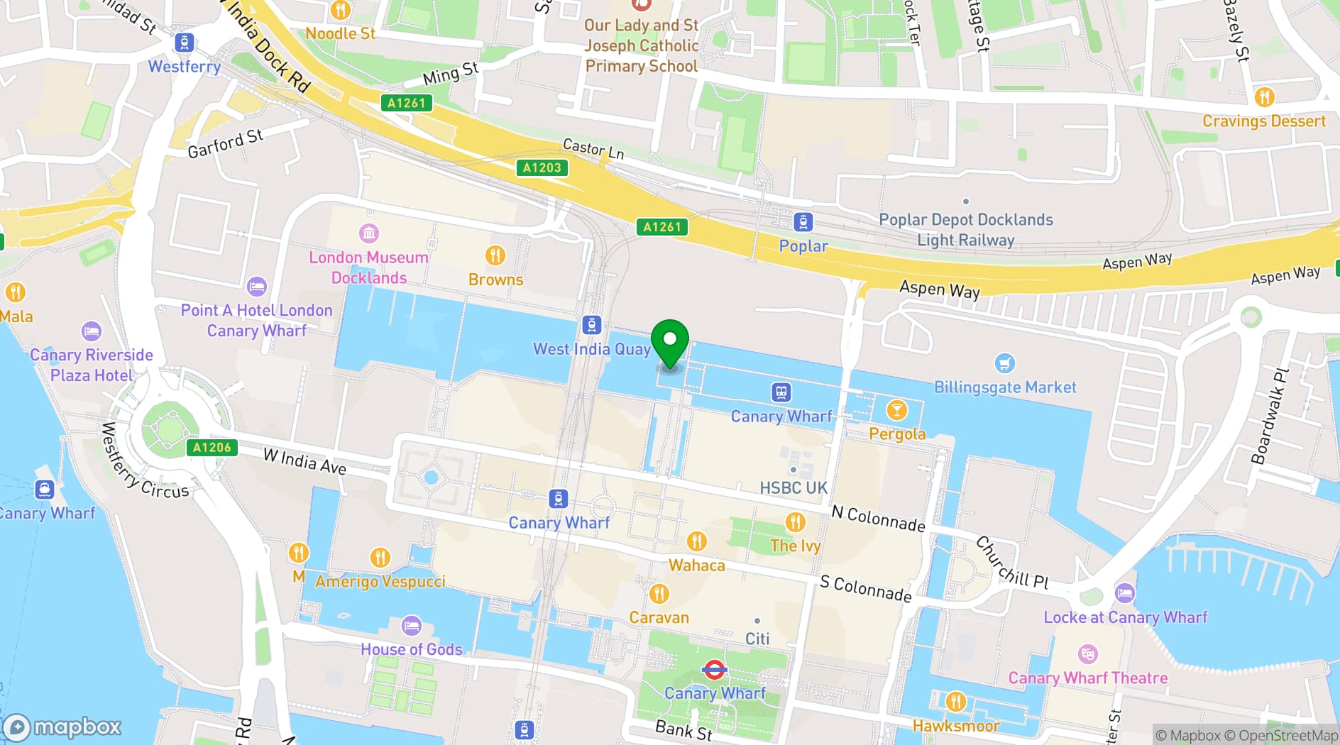 Map showing Big Easy Canary Wharf