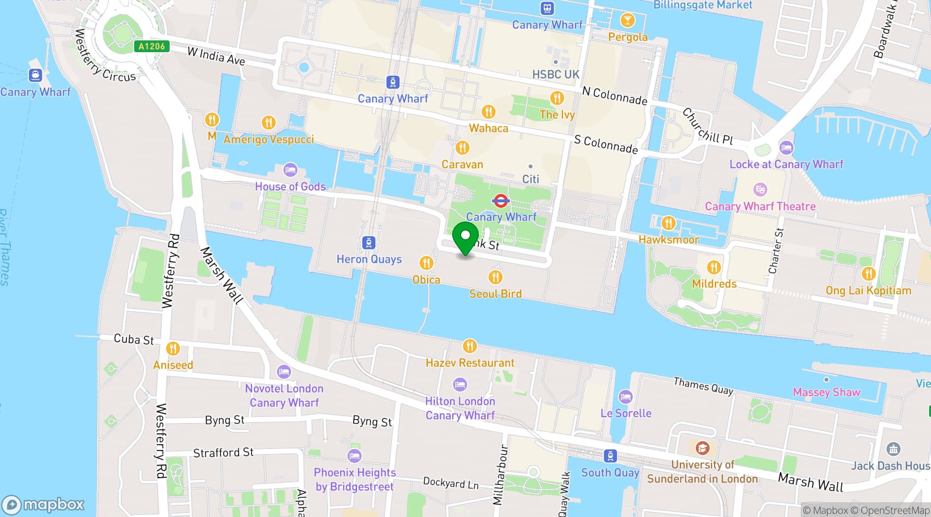 Map showing Servcorp - Canary Wharf