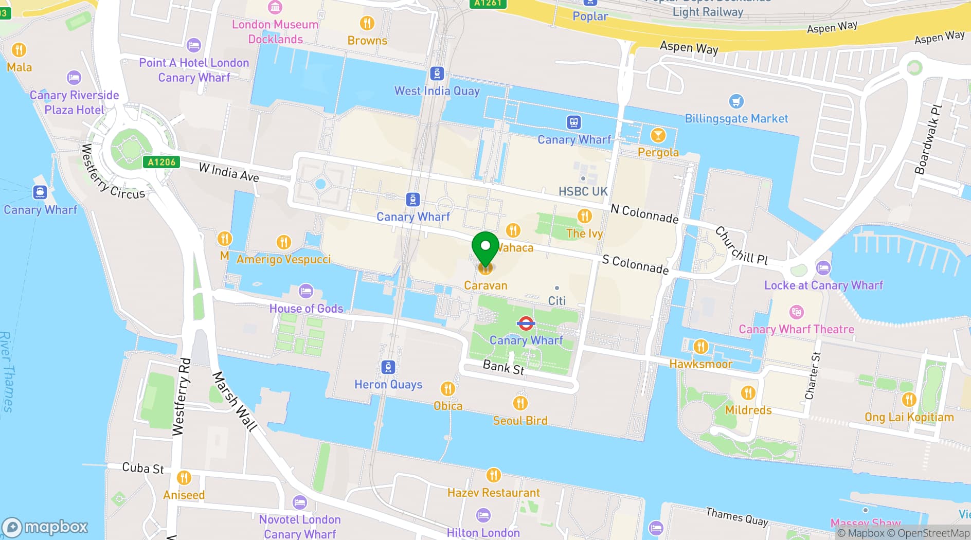 Map showing Caravan Canary Wharf