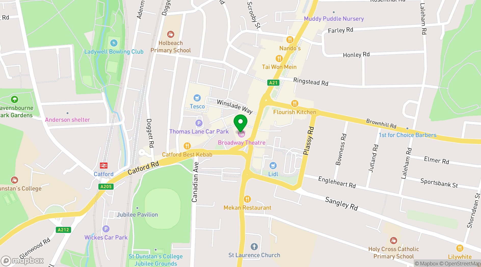 Map showing Broadway Theatre