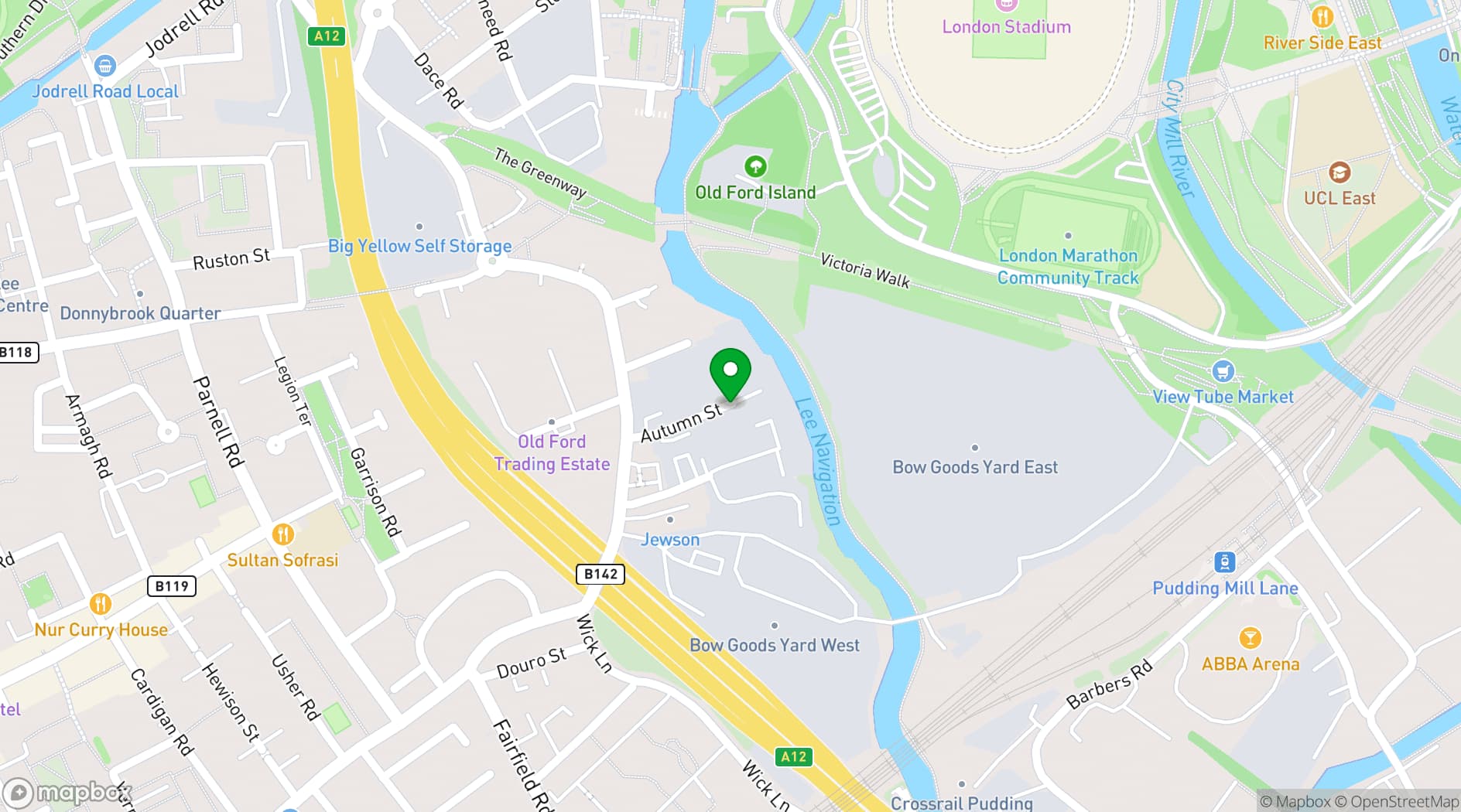 Map showing Autumn Yard Events Space