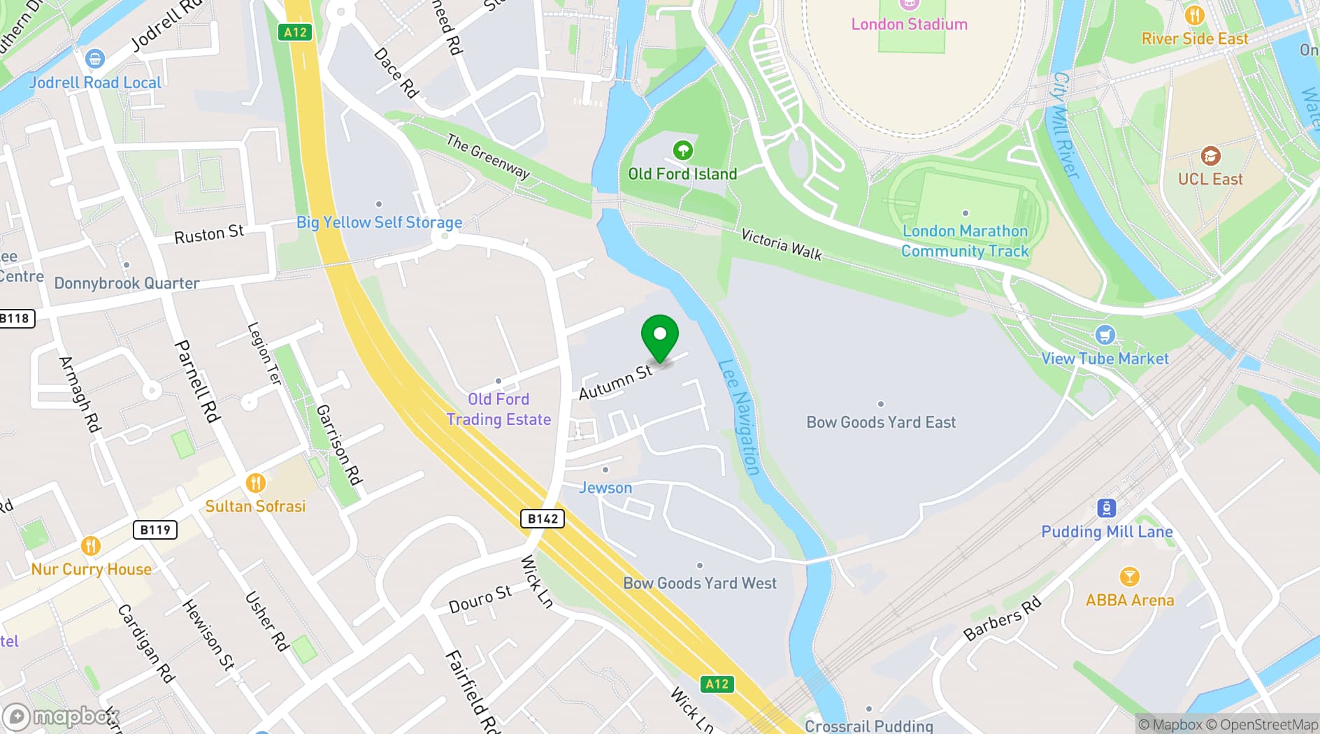 Map showing Autumn Yard Events Space
