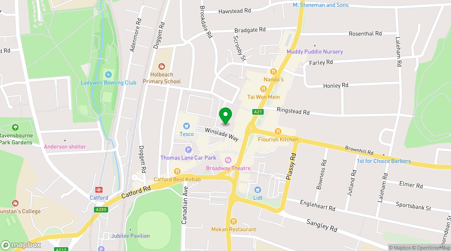 Map showing Catford Mews