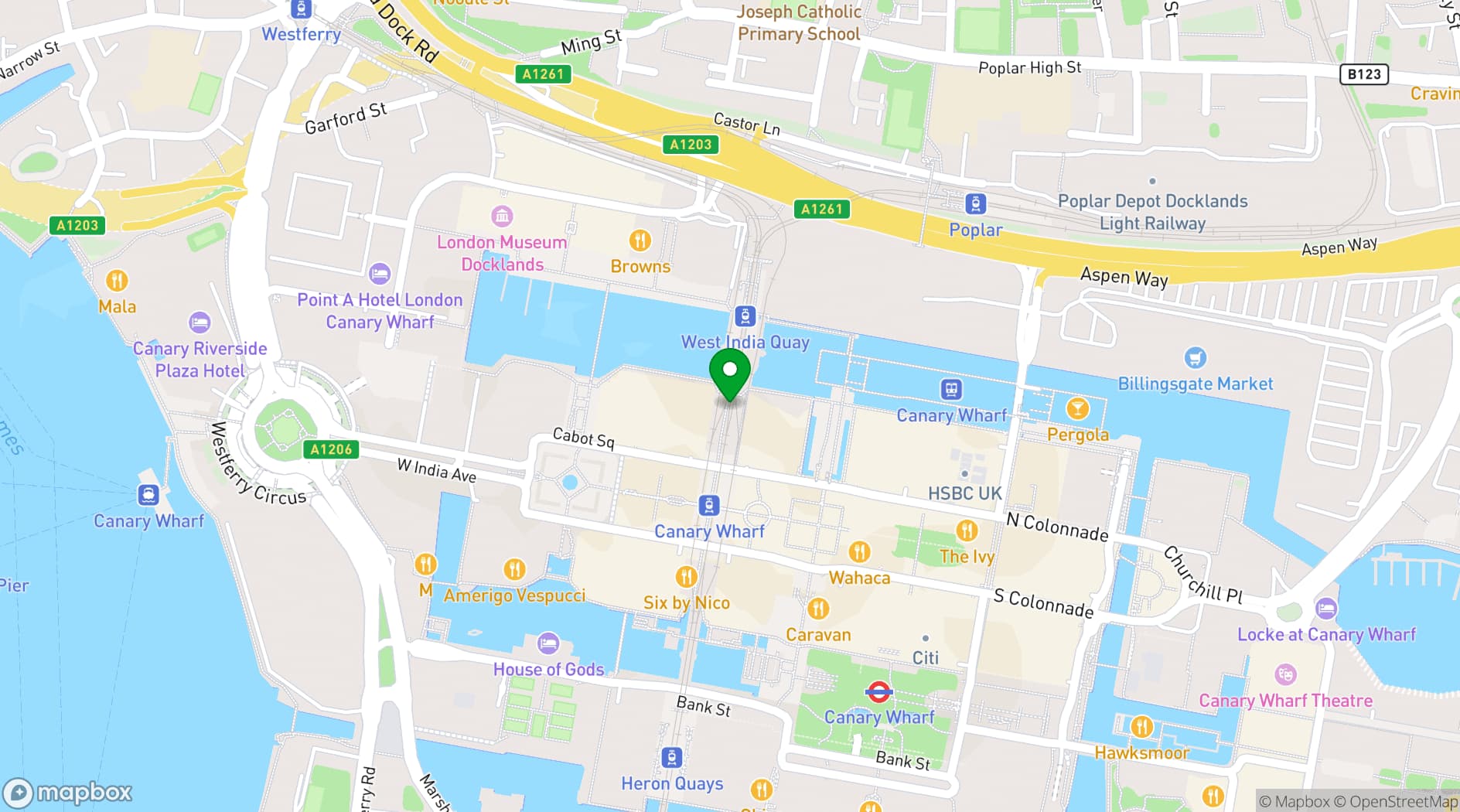 Map showing Kricket Canary Wharf
