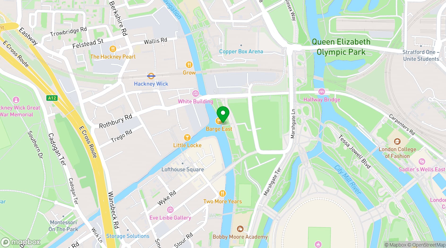 Map showing Barge East