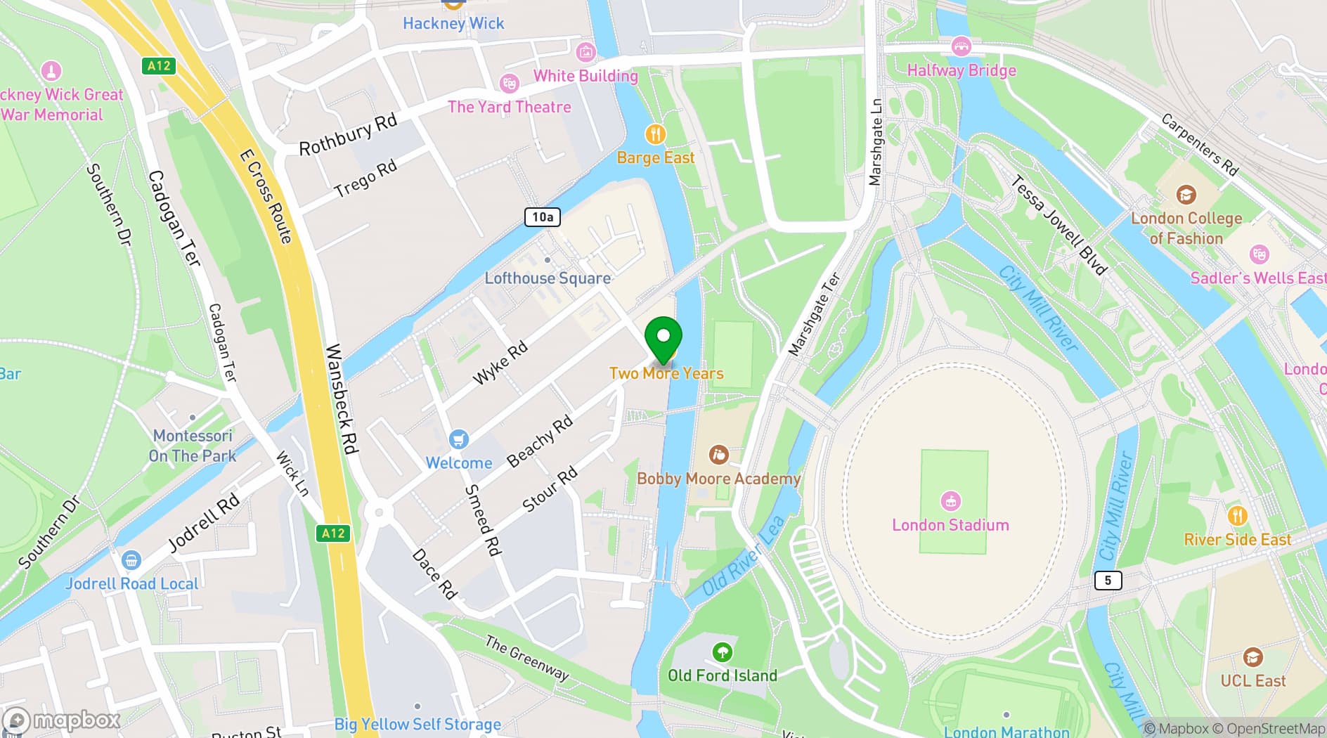 Map showing Vittoria Wharf Studio
